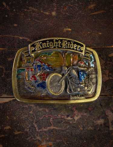 Vintage Vintage Knight Riders Brass Belt Buckle 19
