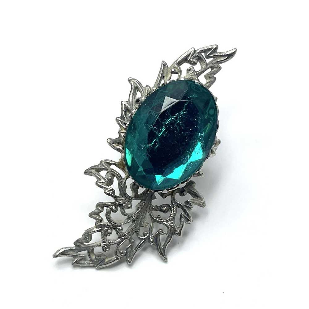 Vintage Vintage Green Rhinestone Adjustable Ring - image 5