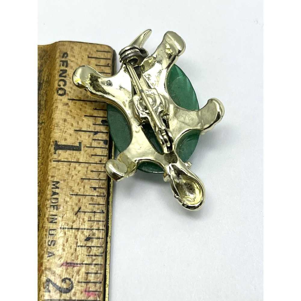 Vintage Vintage Green Turtle Brooch Pin - image 5