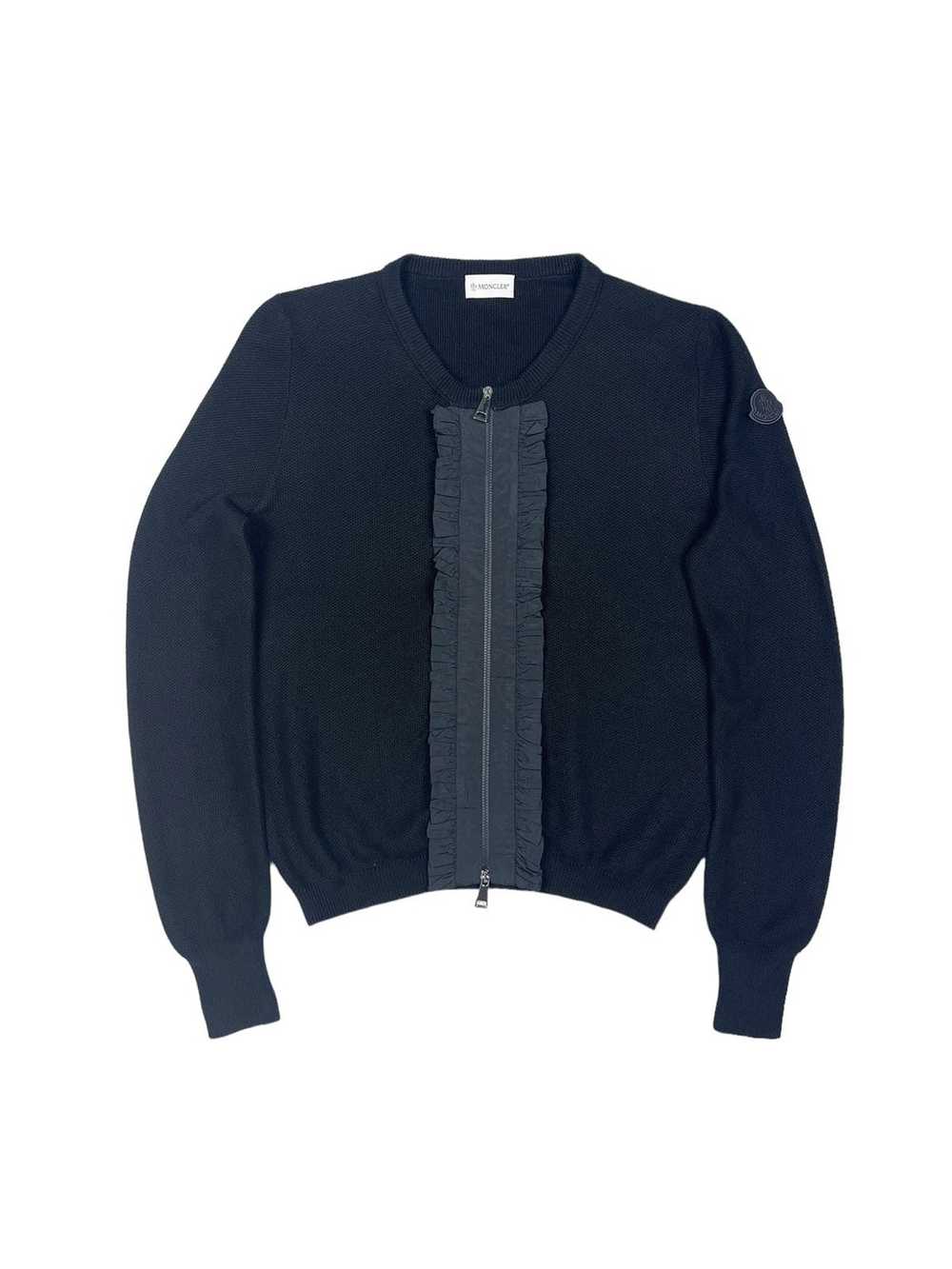 Moncler Moncler Ladies Black Tricot Ruffle Zip-Up… - image 1