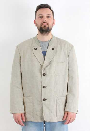 TOFANA US 44S Linen Ethnic Blazer Coat Tracht Jac… - image 1