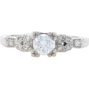Platinum Diamond Art Deco Engagement Ring - Transi