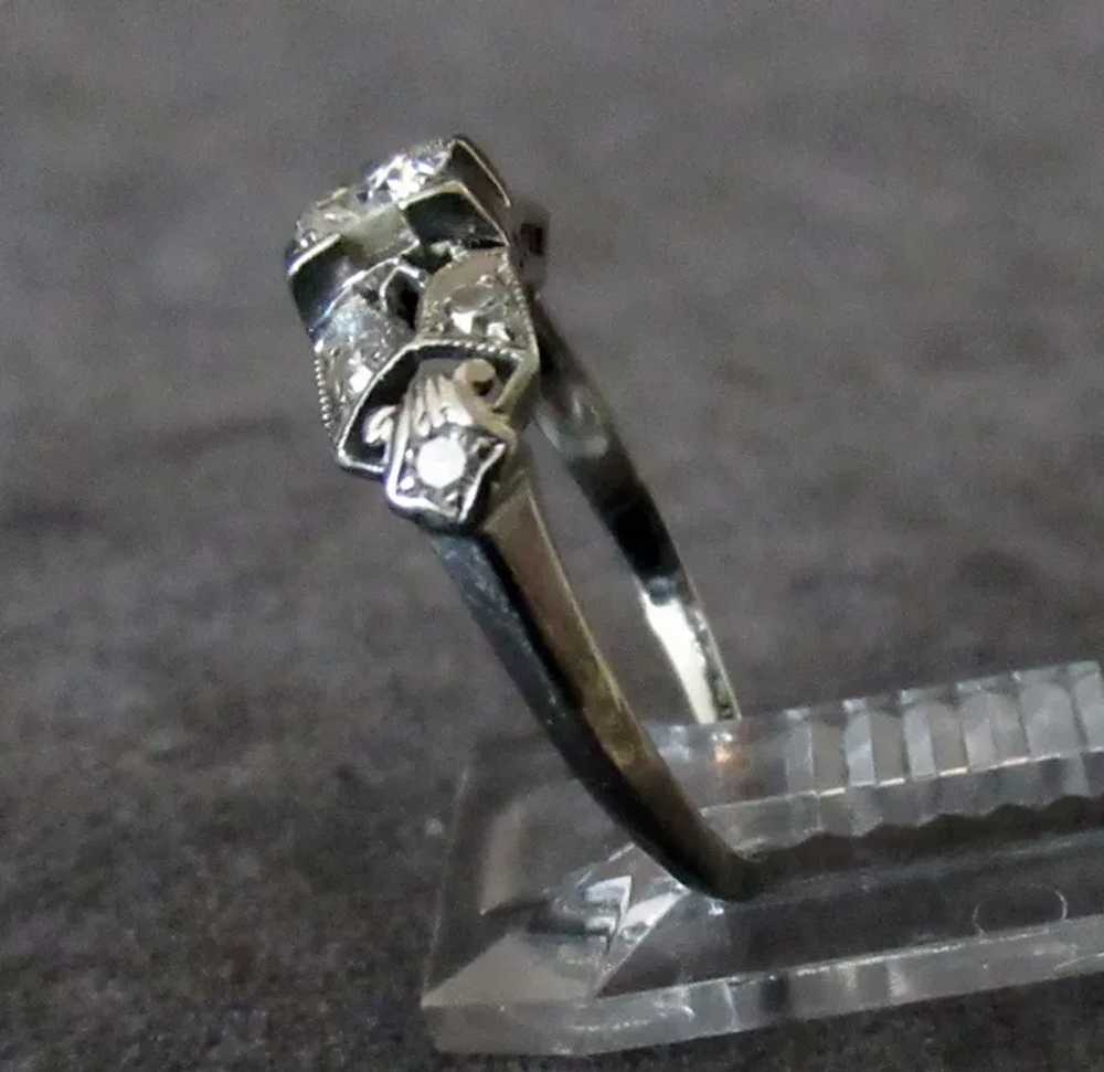 Ladies Vintage 18k White Gold Engagement Ring wit… - image 4