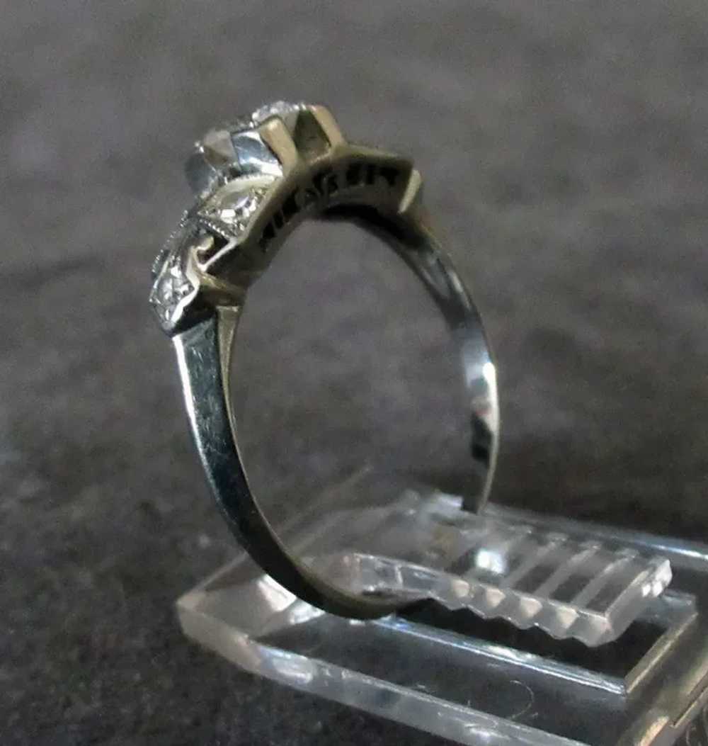 Ladies Vintage 18k White Gold Engagement Ring wit… - image 5