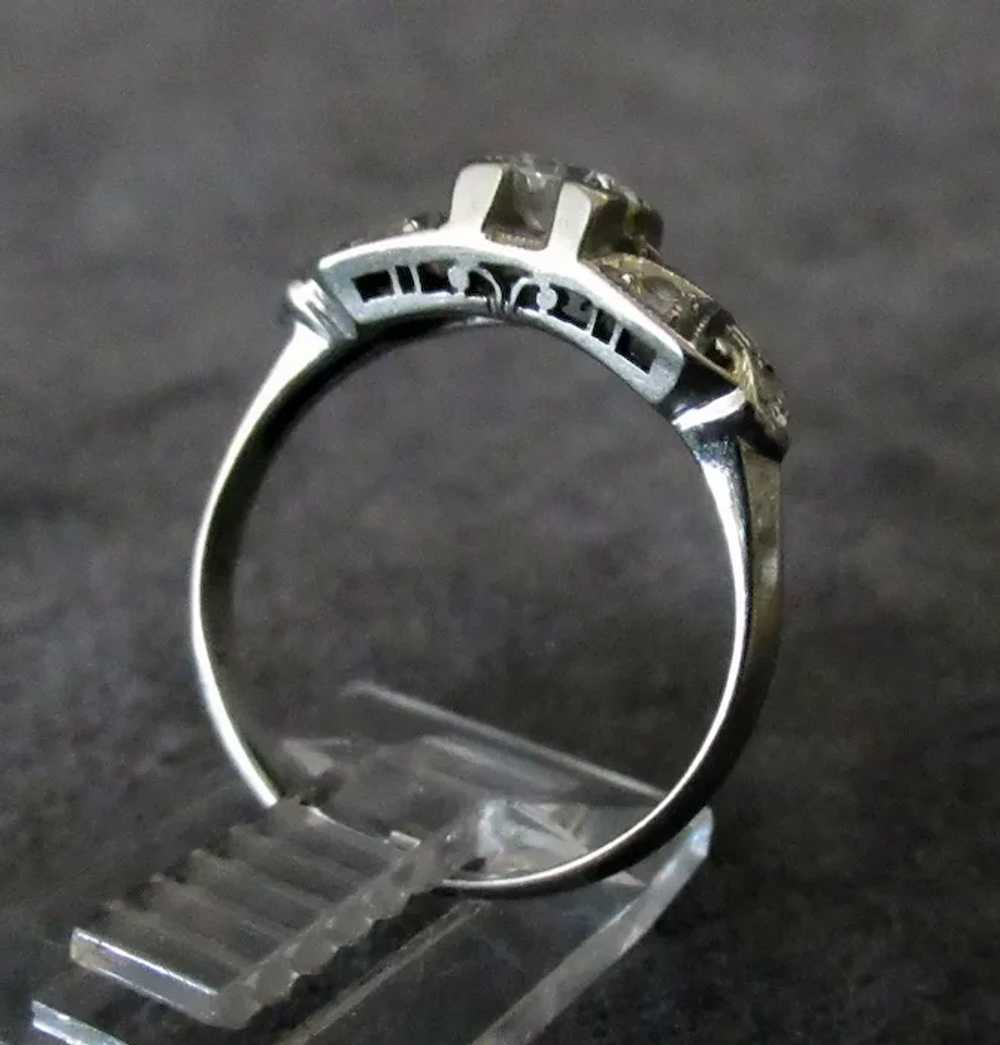 Ladies Vintage 18k White Gold Engagement Ring wit… - image 6