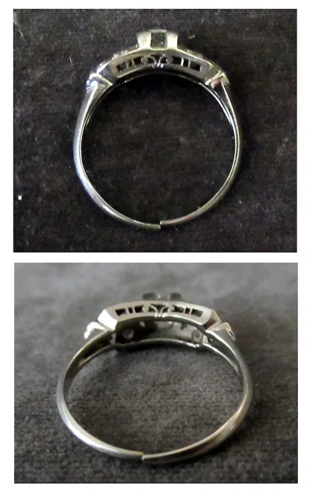 Ladies Vintage 18k White Gold Engagement Ring wit… - image 8