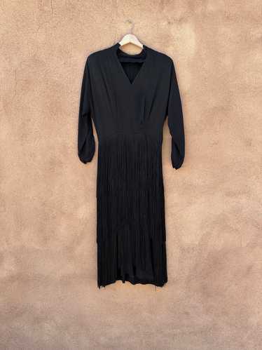 50's Black Fringe Flapper Style Dress