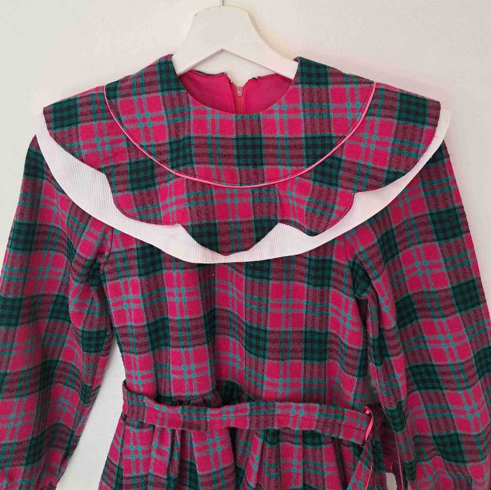 Checked wool dress - Checked dress with Peter Pan… - image 3