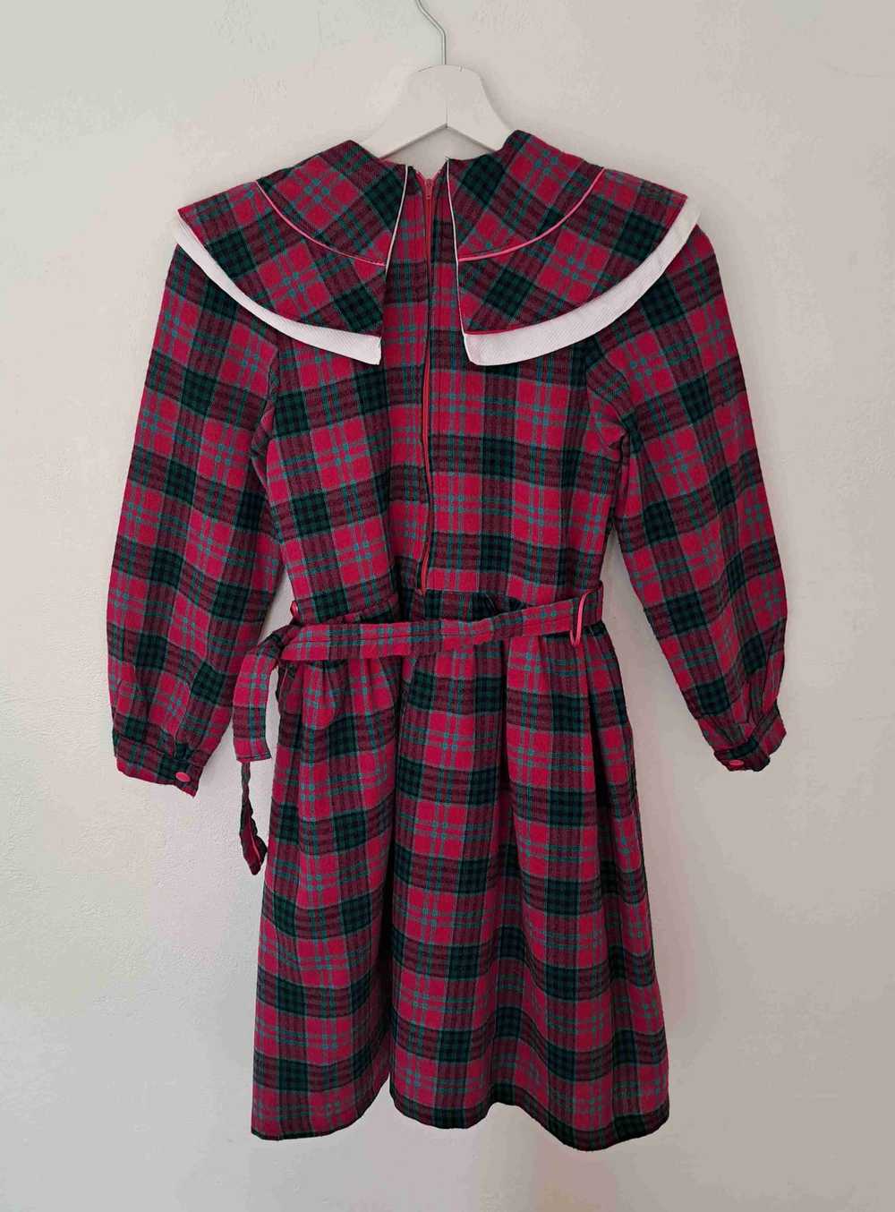 Checked wool dress - Checked dress with Peter Pan… - image 5