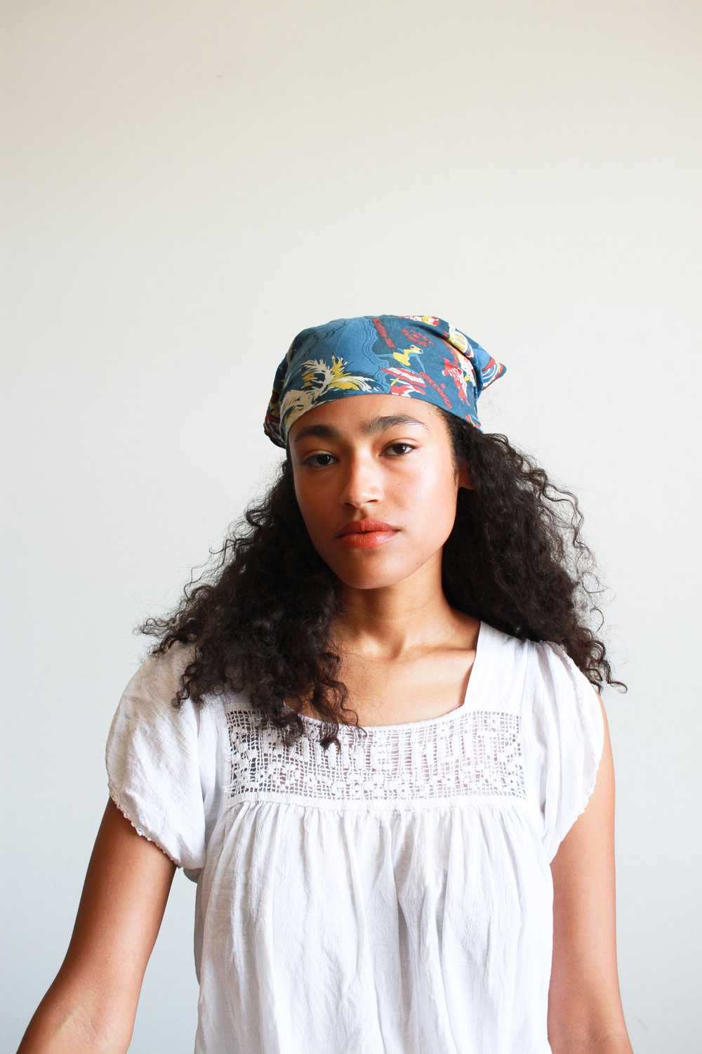 1980s Sailing Print Cotton Bandana - image 1