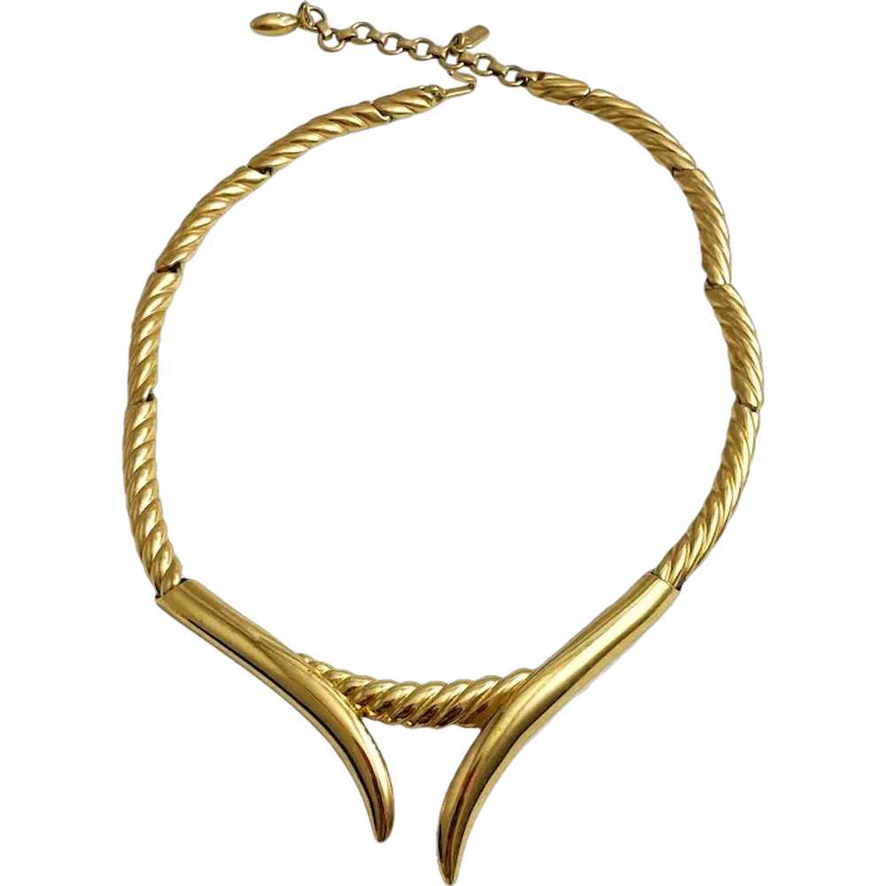 Monet Gold Plated Choker Necklace 1970's - image 1