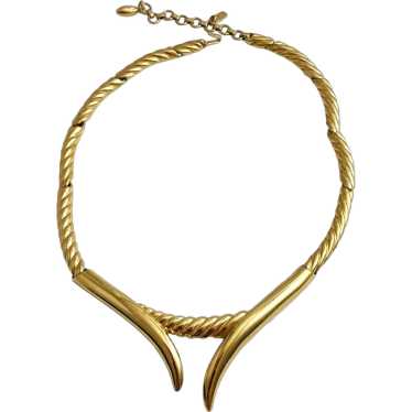 Monet Gold Plated Choker Necklace 1970's - image 1