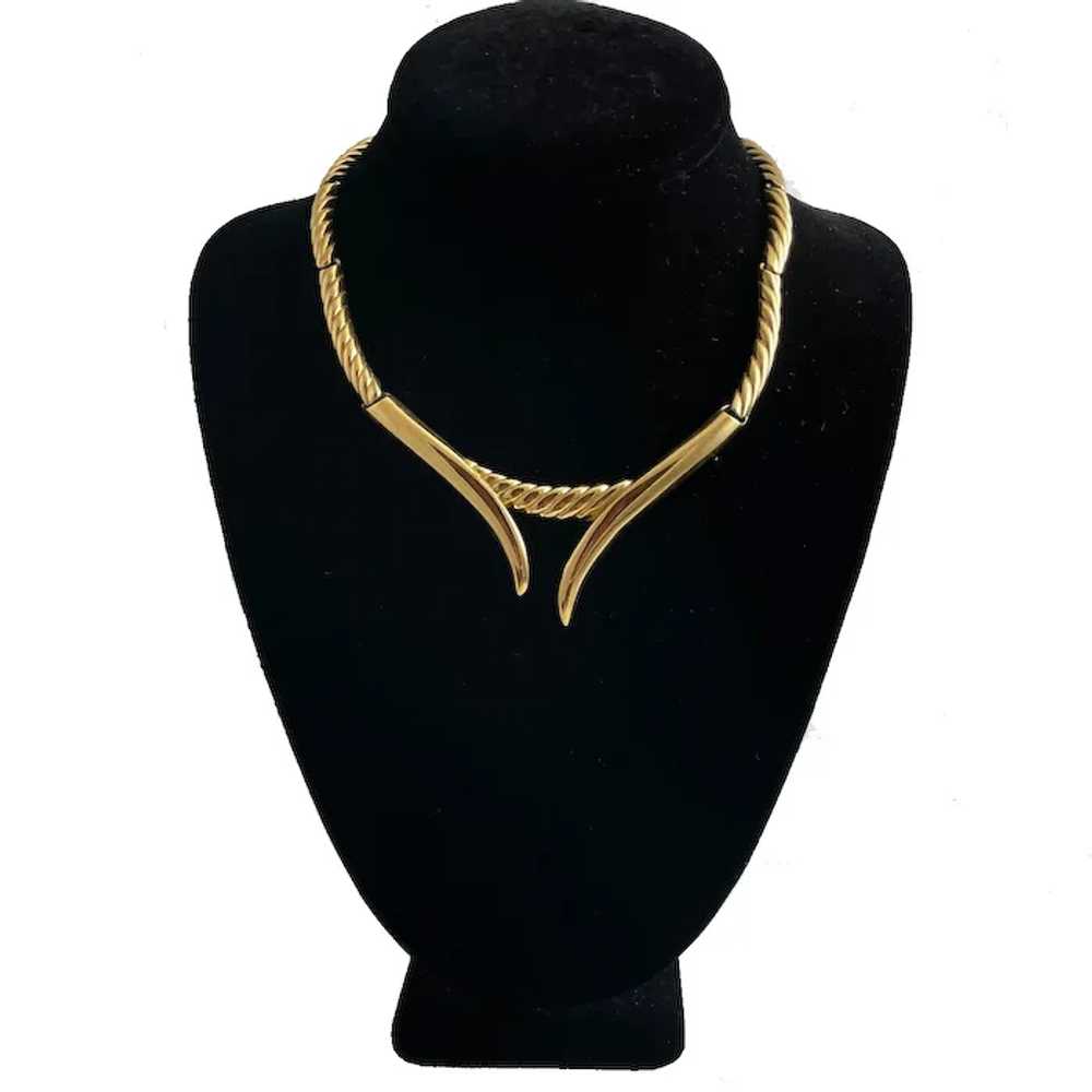 Monet Gold Plated Choker Necklace 1970's - image 2