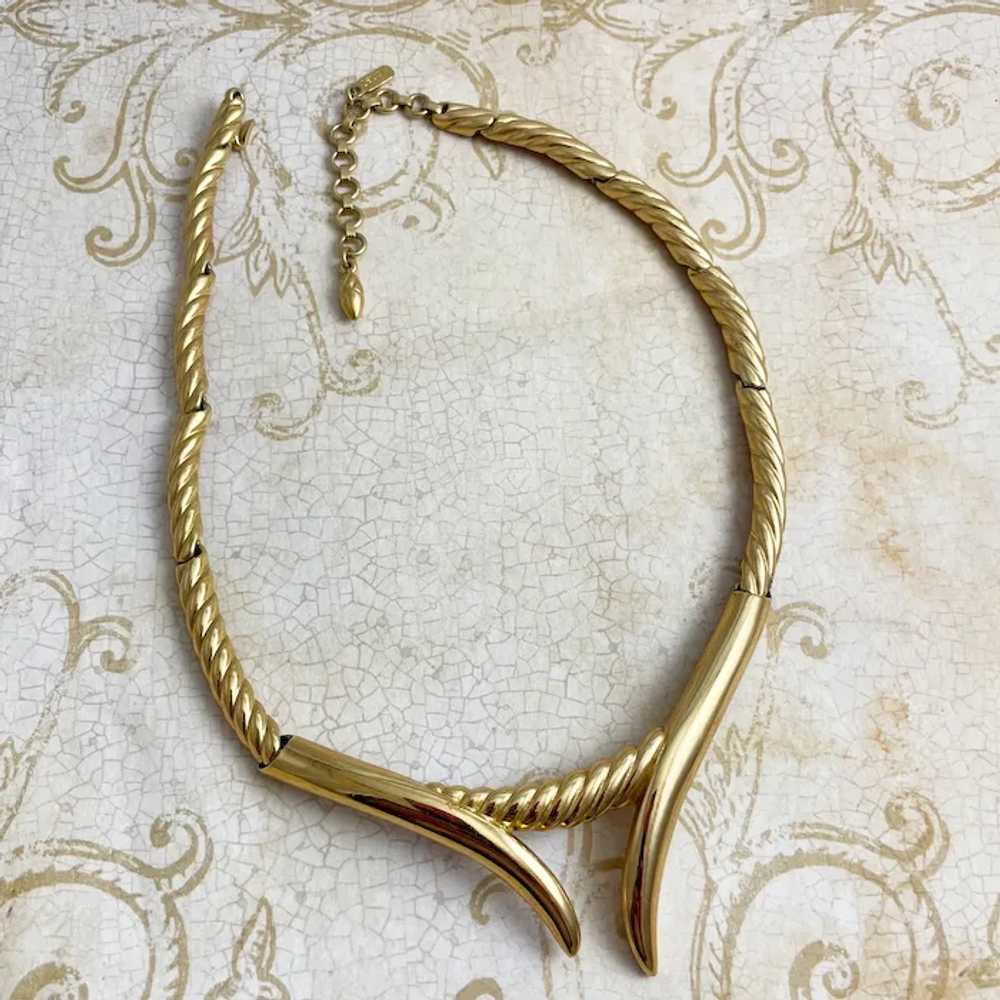 Monet Gold Plated Choker Necklace 1970's - image 3