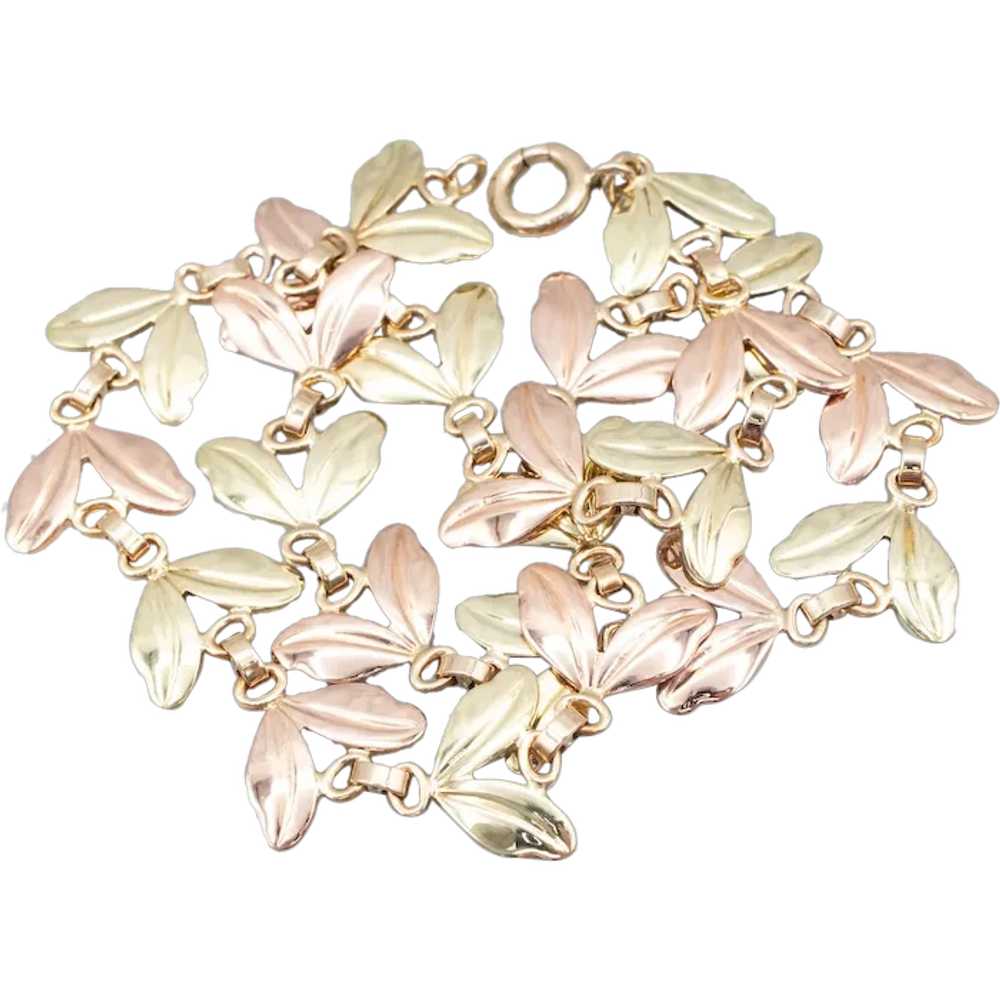 Two Tone 14-Karat Gold Seed Pod Link Necklace - image 1