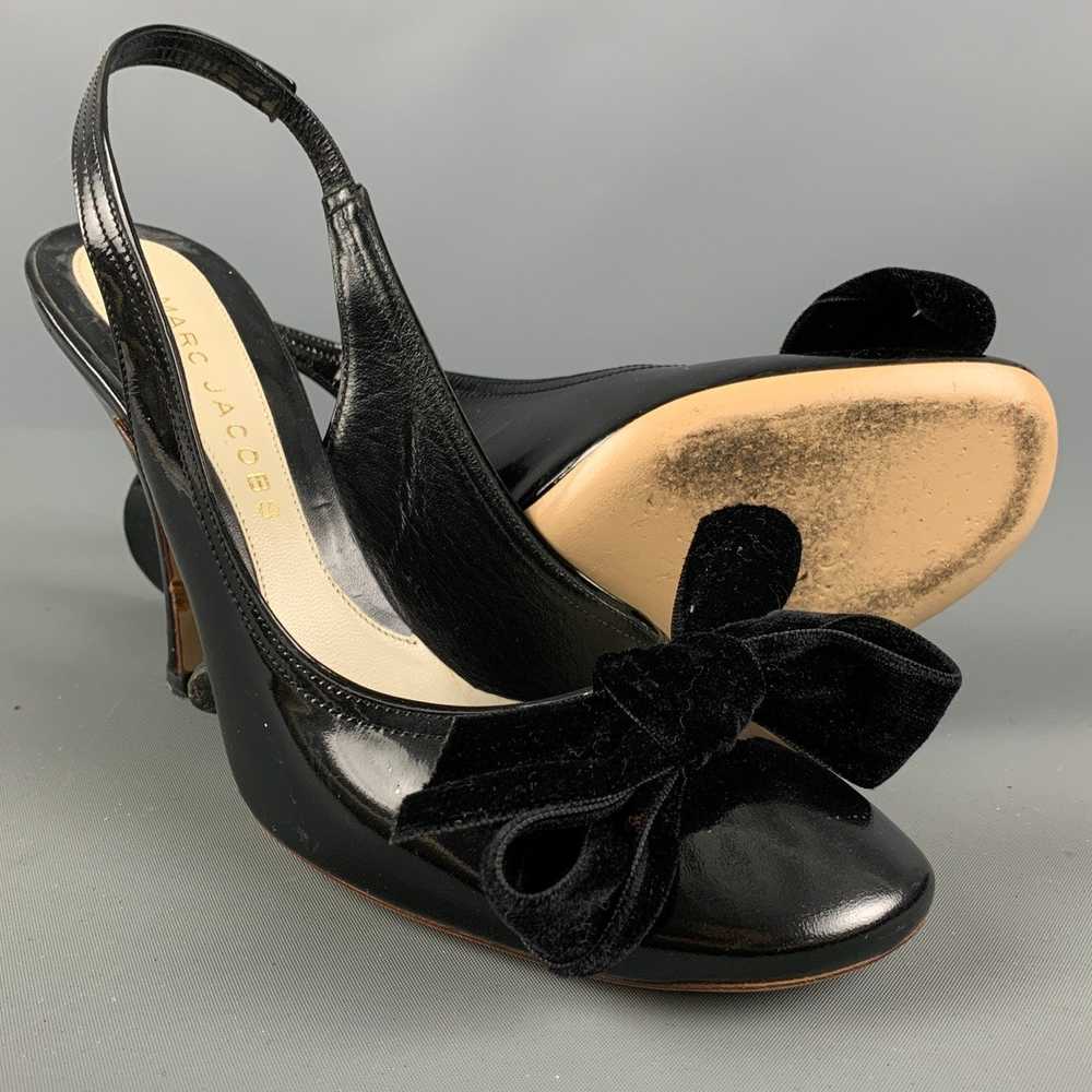 Marc Jacobs Black Velvet Patent Leather Slingback… - image 5