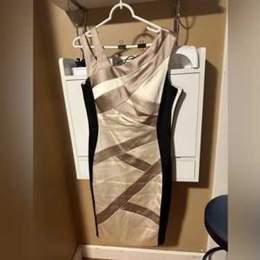 Jax Color Block Split Shoulder Midi Sheath Formal… - image 1