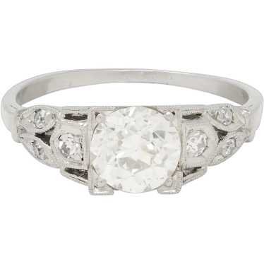 Art Deco 0.92 CTW Diamond Platinum Lotus Vintage … - image 1