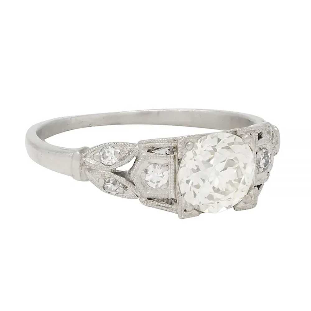 Art Deco 0.92 CTW Diamond Platinum Lotus Vintage … - image 2