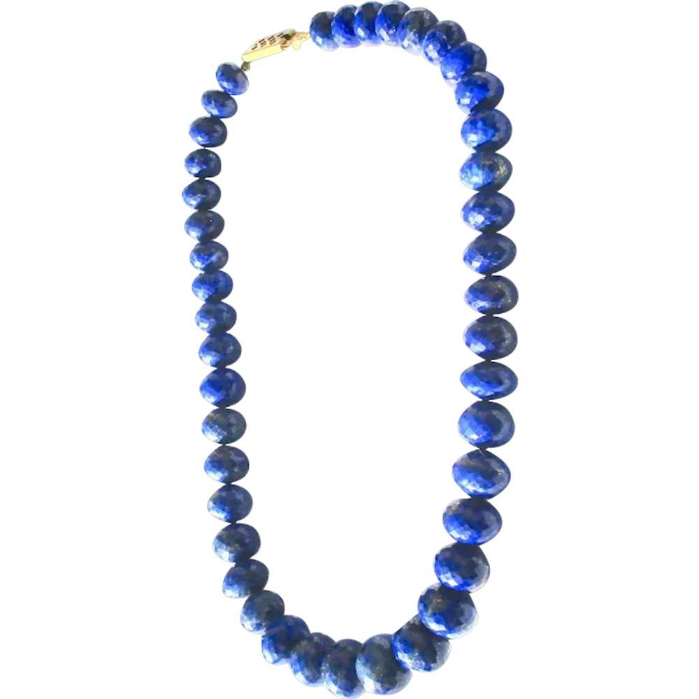 Indian Graduated and Faceted Lapis Lazuli Necklac… - image 1