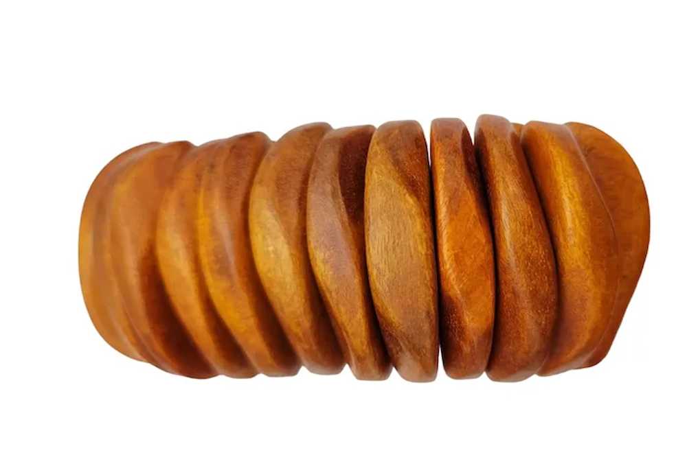 Wood Chunky Bead Stretch Wide Bracelet K131 - image 5