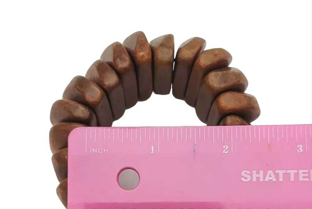 Wood Chunky Bead Stretch Wide Bracelet K131 - image 8