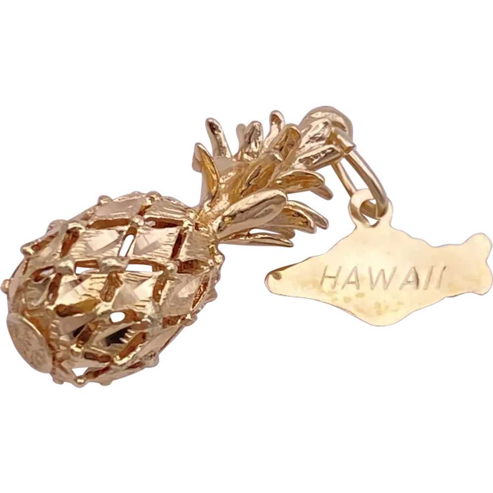 Pineapple and Hawaii Island Charm Set 14K Gold Th… - image 1