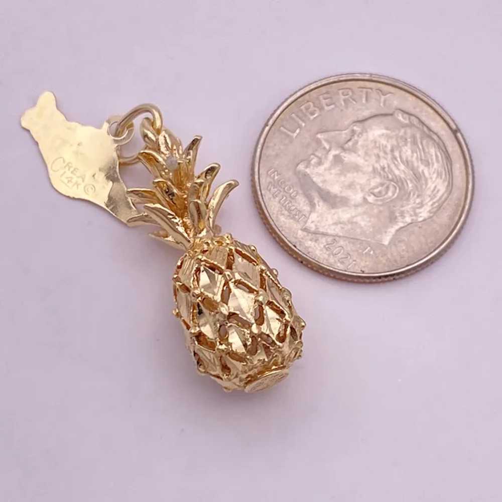 Pineapple and Hawaii Island Charm Set 14K Gold Th… - image 2