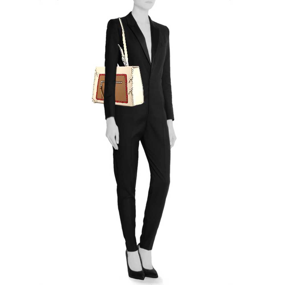 Fendi Runaway handbag in cream color, brown and r… - image 3