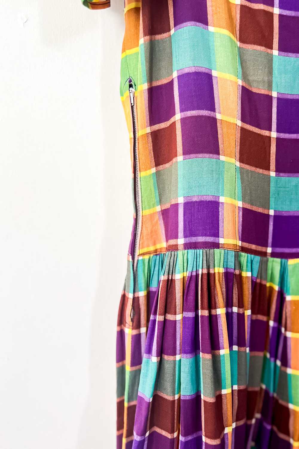 1940s-50s STUNNING Plaid Cotton Maxi Dress / Smal… - image 9