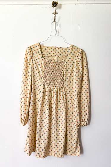 1970s Ditsy Floral Knit Mini Dress / Medium - image 1