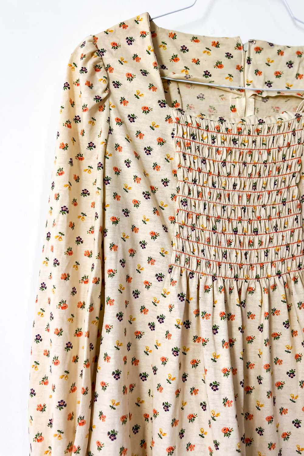 1970s Ditsy Floral Knit Mini Dress / Medium - image 4