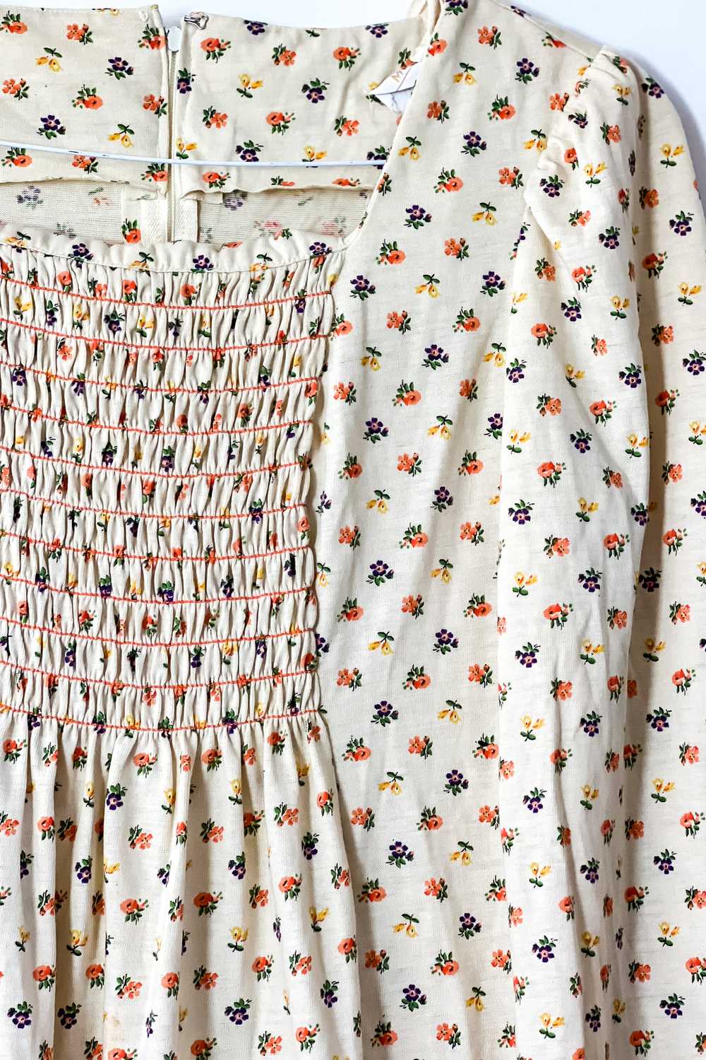 1970s Ditsy Floral Knit Mini Dress / Medium - image 5