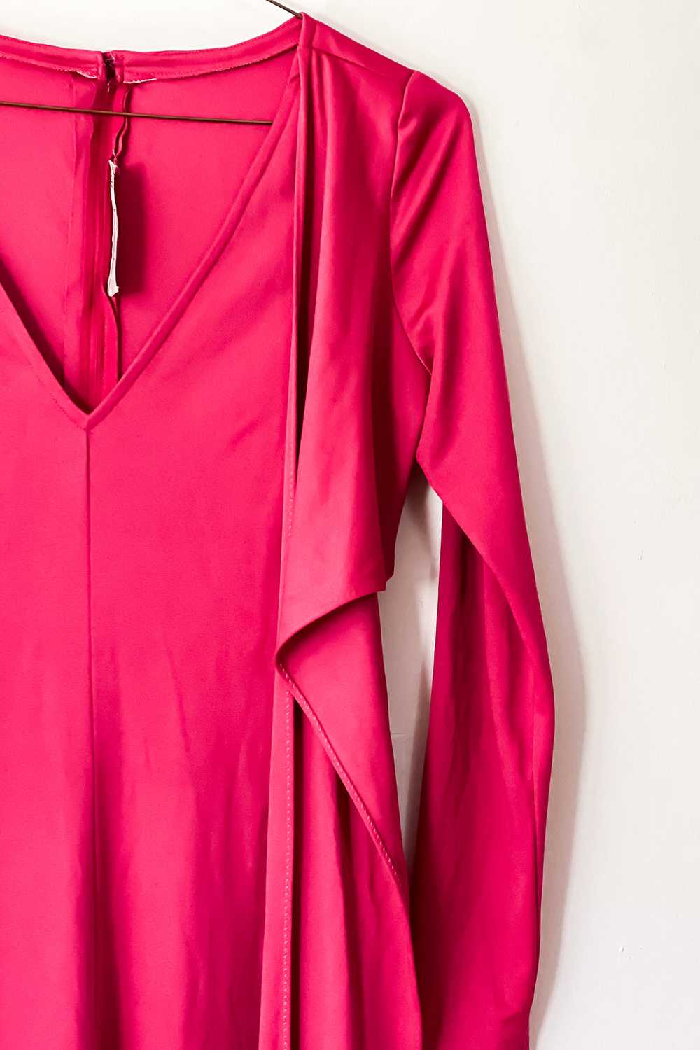 1980s Raspberry Pink Knit Wrap Dress / Small - Me… - image 5