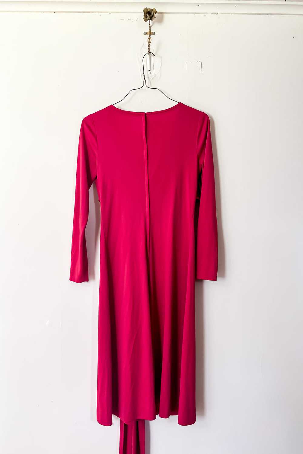 1980s Raspberry Pink Knit Wrap Dress / Small - Me… - image 7
