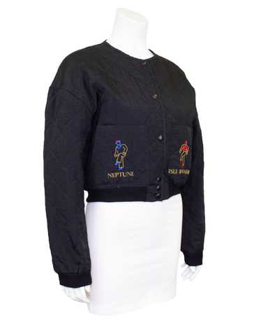Sonia Rykiel Black Quilted and Embroidered Bomber 