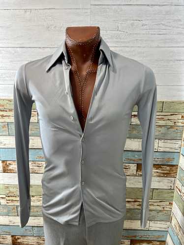 70’s Light Gray Solid Disco Shirt By Nik Nik