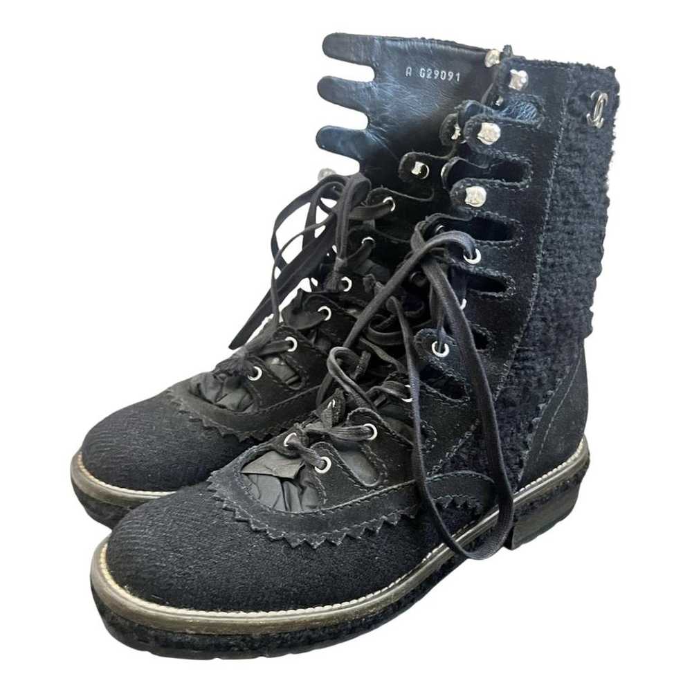 tweed chanel boots