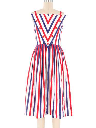 Victor Costa Red and Blue Stripe Dress