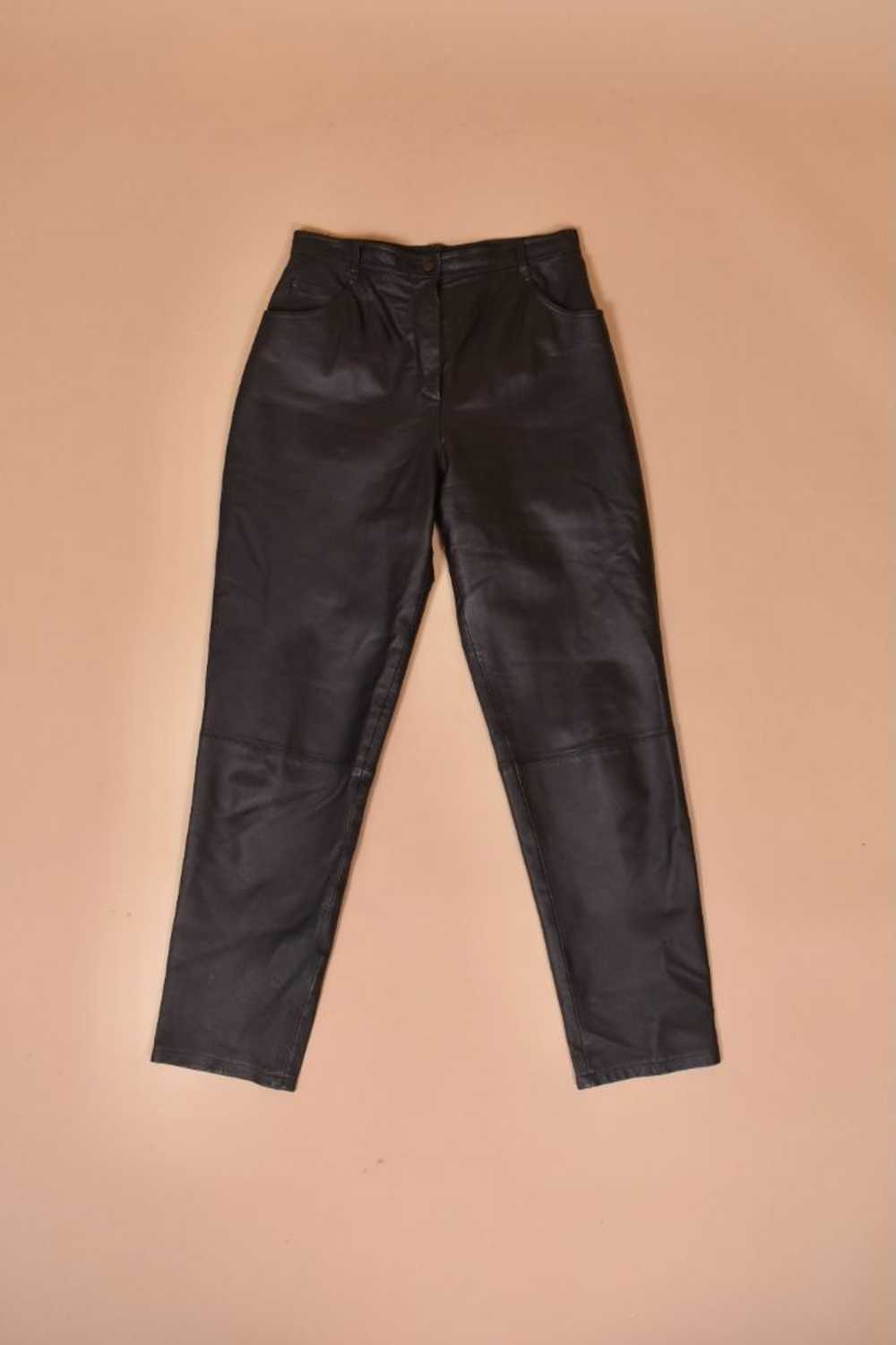 Black High Rise Leather Pants By Marie Claire, L - image 5
