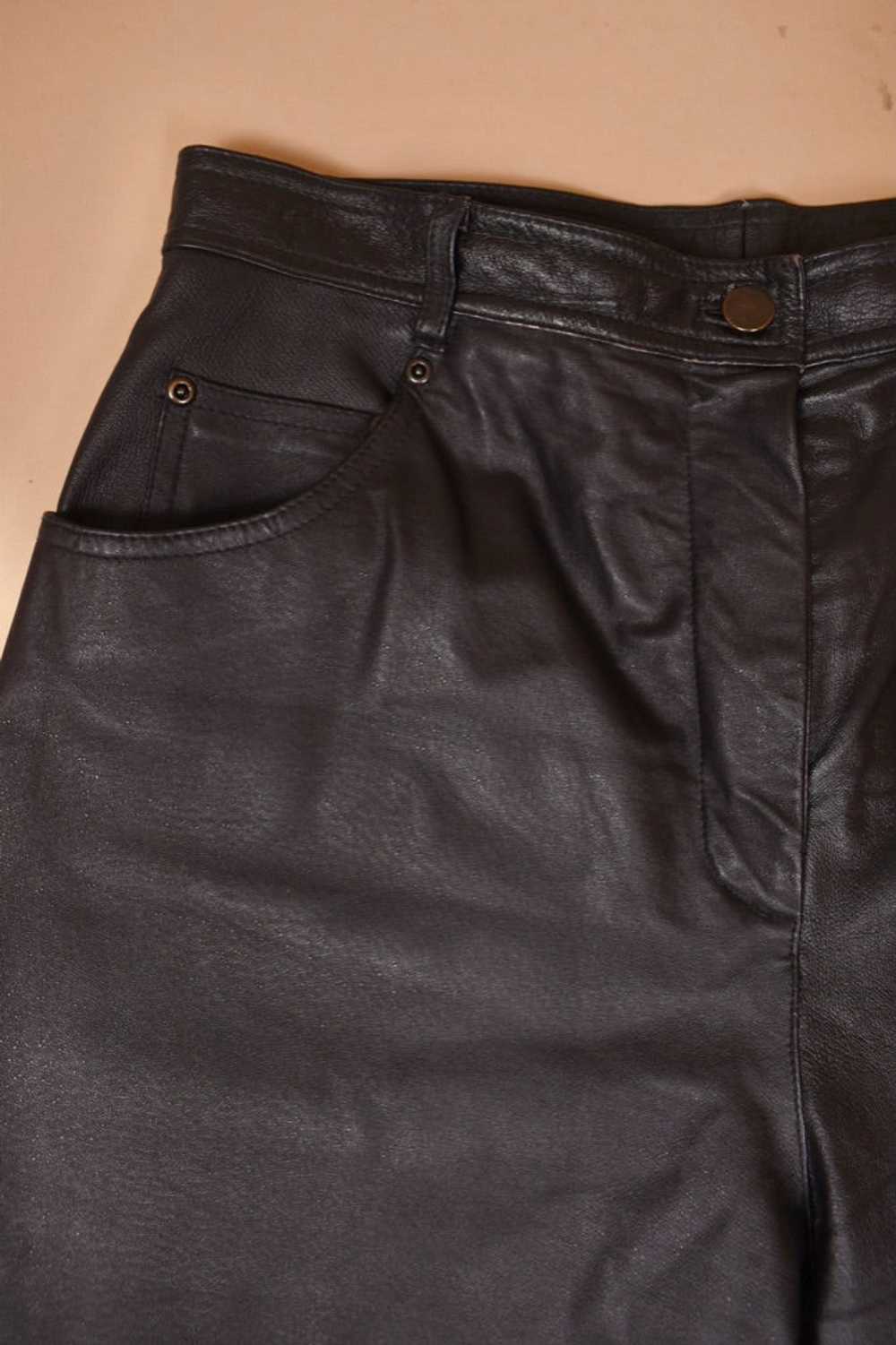 Black High Rise Leather Pants By Marie Claire, L - image 7