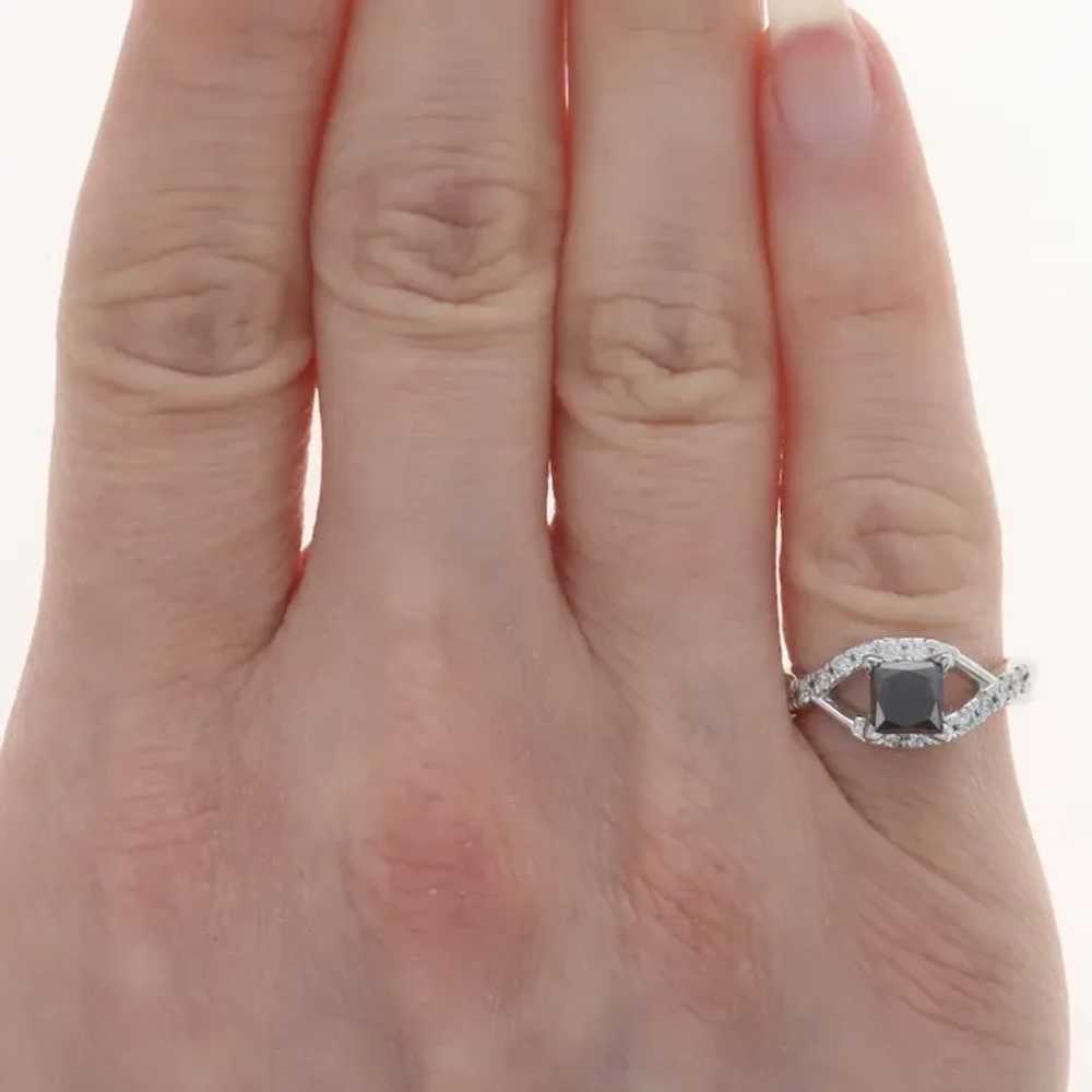 White Gold Black Diamond Ring - 14k Princess 1.36… - image 2