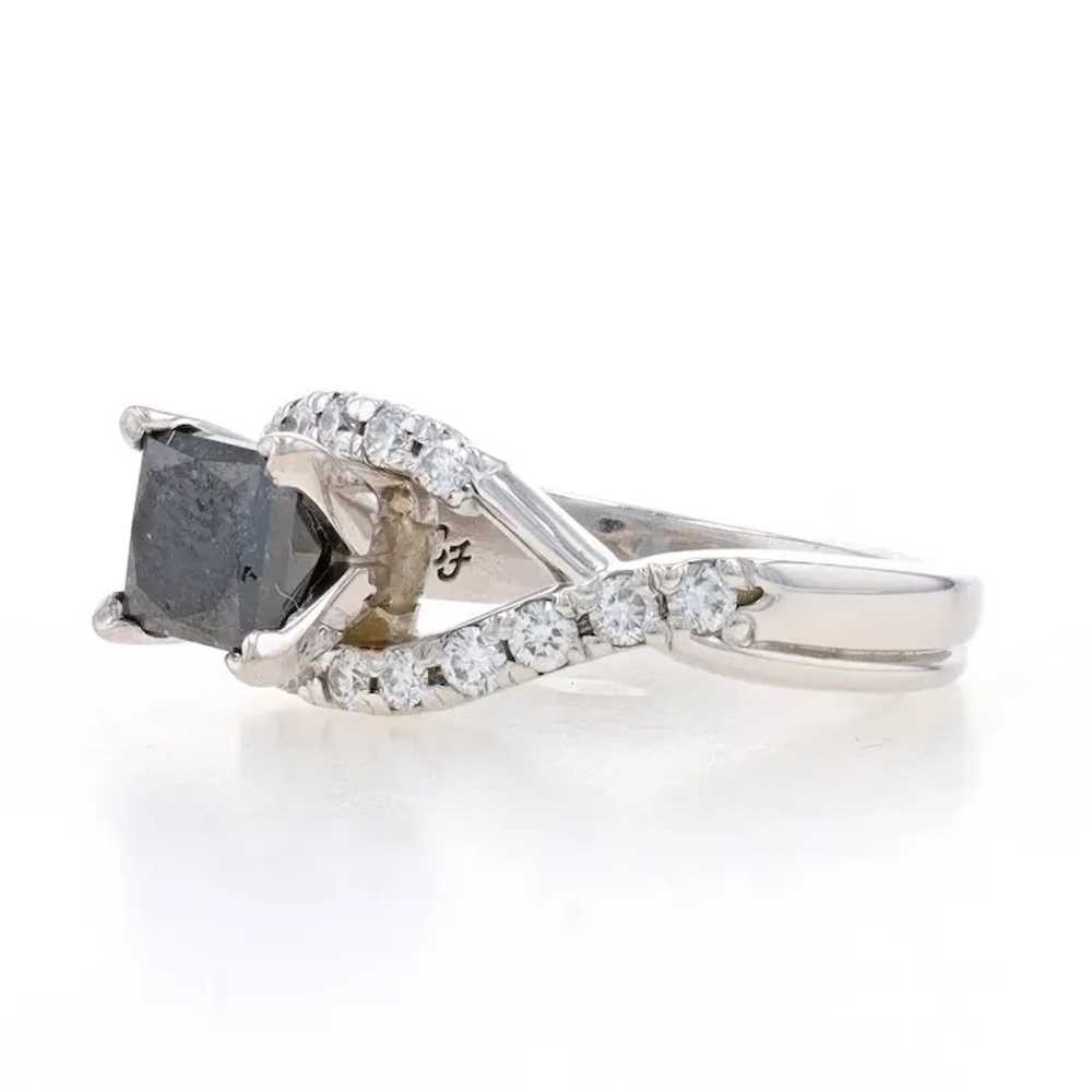 White Gold Black Diamond Ring - 14k Princess 1.36… - image 3