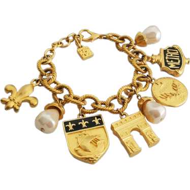 Vintage 1990s 14 Karat Yellow Gold Heavy Charm Bracelet