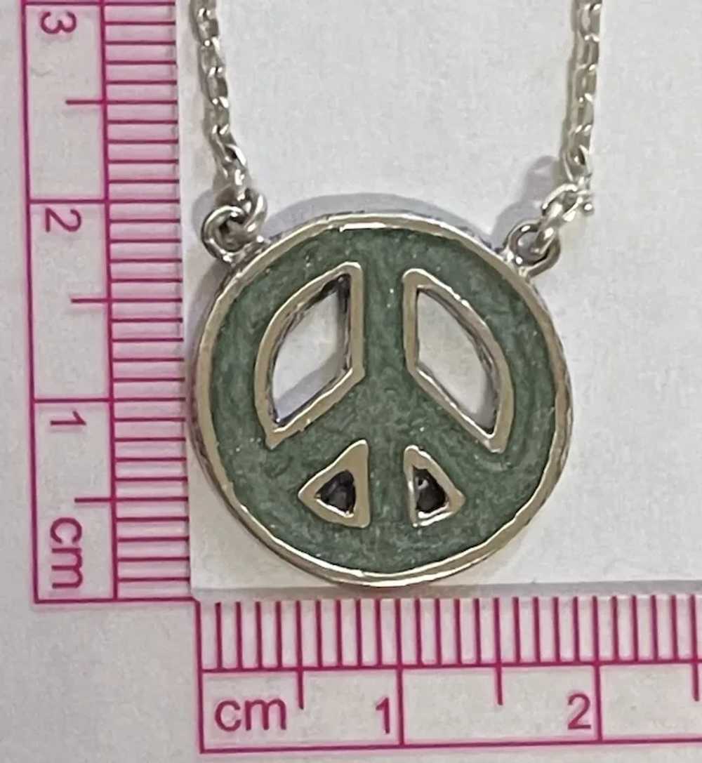 Peace Sign .925 Silver Enamel Necklace - image 2