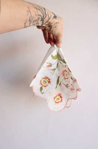 Vintage Vintage Handkerchief, White Daffodil Flowe