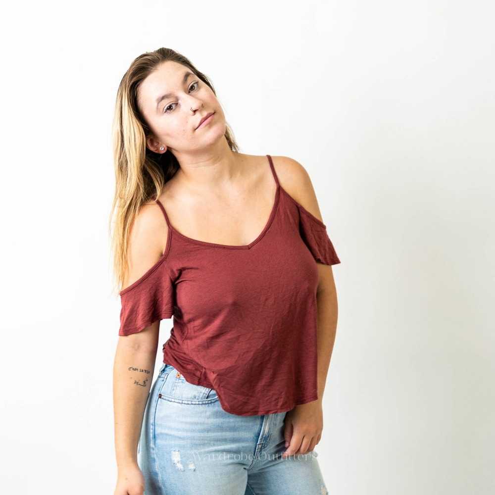 Designer Burgundy Red Cold Shoulder Strapped Cami… - image 2