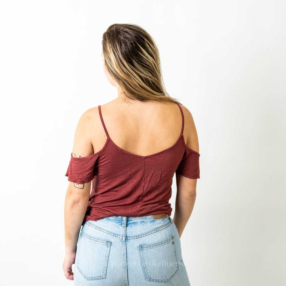 Designer Burgundy Red Cold Shoulder Strapped Cami… - image 4