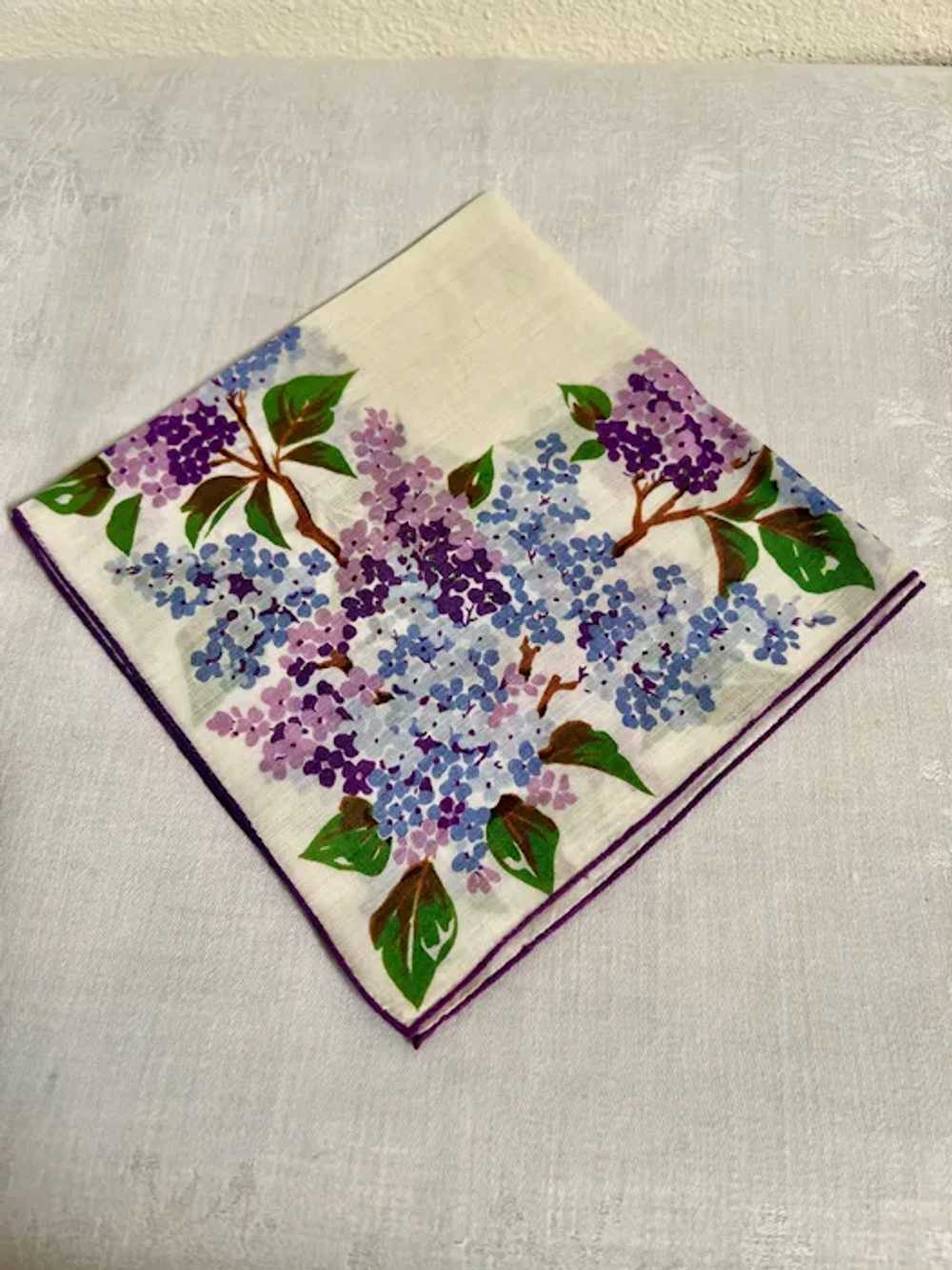 Three Vintage Assorted Handkerchiefs in Purples, … - image 2