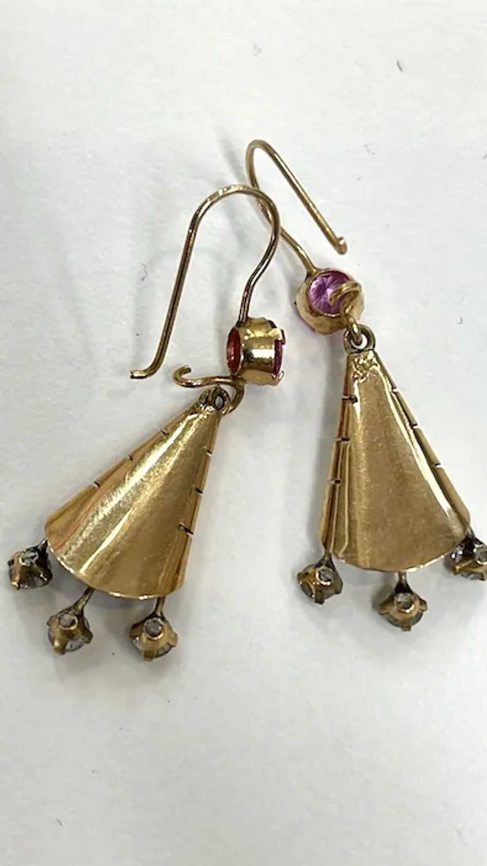 14k Pink Sapphire and Diamond Earrings - image 4